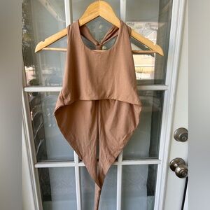 Lotus Tribe light brown crop top tTie-Back halter large X-Large